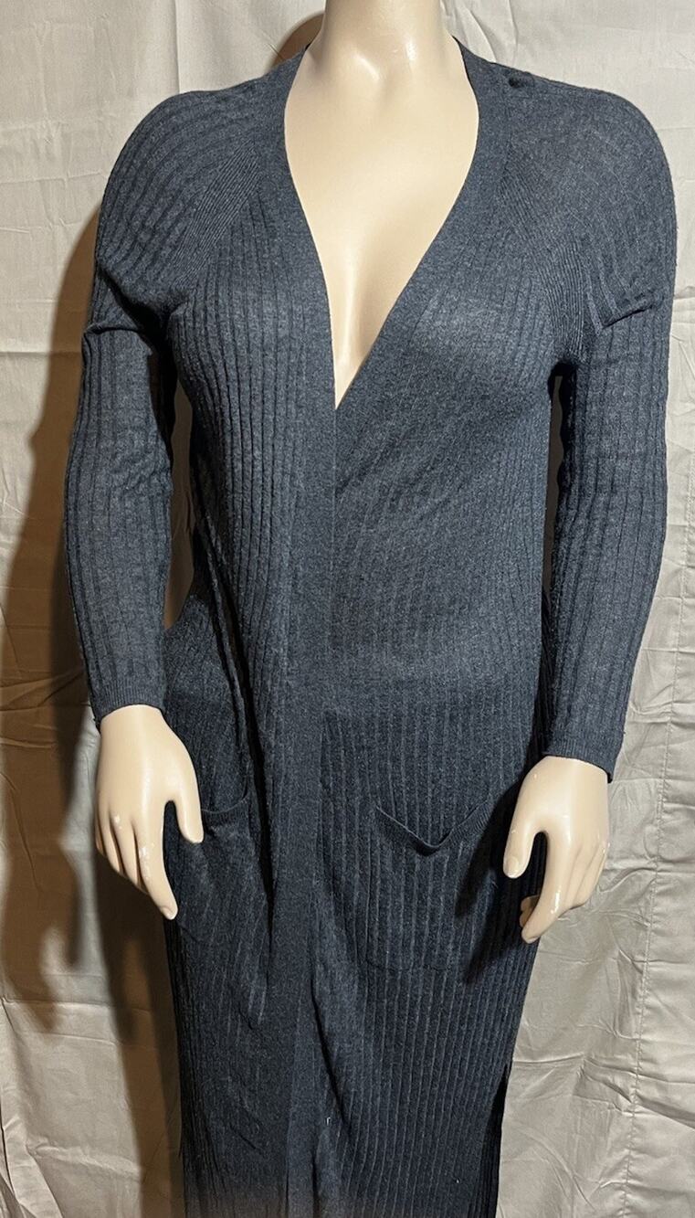 Mossimo Long Black Open Front Kimono Coverup Size XL Semi/See-Thru Striped